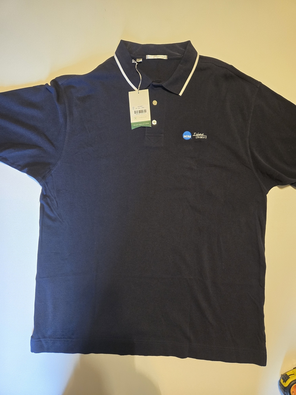 NWT Cutter & Buck Mens Size XXL Polo Shirt Navy Blue NCAA Division II Golf